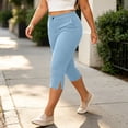 thumbnail image 5 of Njagoc3 Plus Size Capri Pants for Women High Waist Slim Fit Stretchy Cropped Trousers with Button and Side Slit Breathable Soft Fabric for Office Work Casual Daily Wear and Summer Travel, 5 of 6