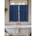 thumbnail image 4 of Dark Blue 2 Panel Kitchen Curtains for Windows, Retro Farmhouse Plants Wall Lines Texture Bathroom Privacy Curtain, Home Décor Window Treatment for Bedroom/Living Room 55"x45", 4 of 6