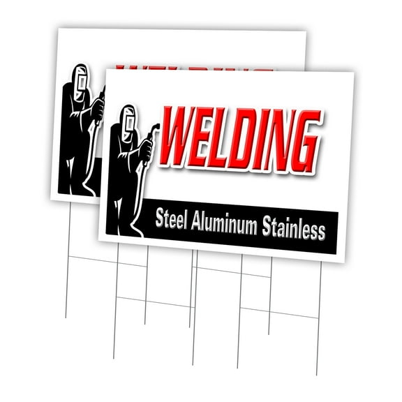 Welding Steel Alumi 2 Pack Of 24" x 36" Yard Sign & Stake | Advertise Your Business | Stake Included Image On Front Only | Made in The USA