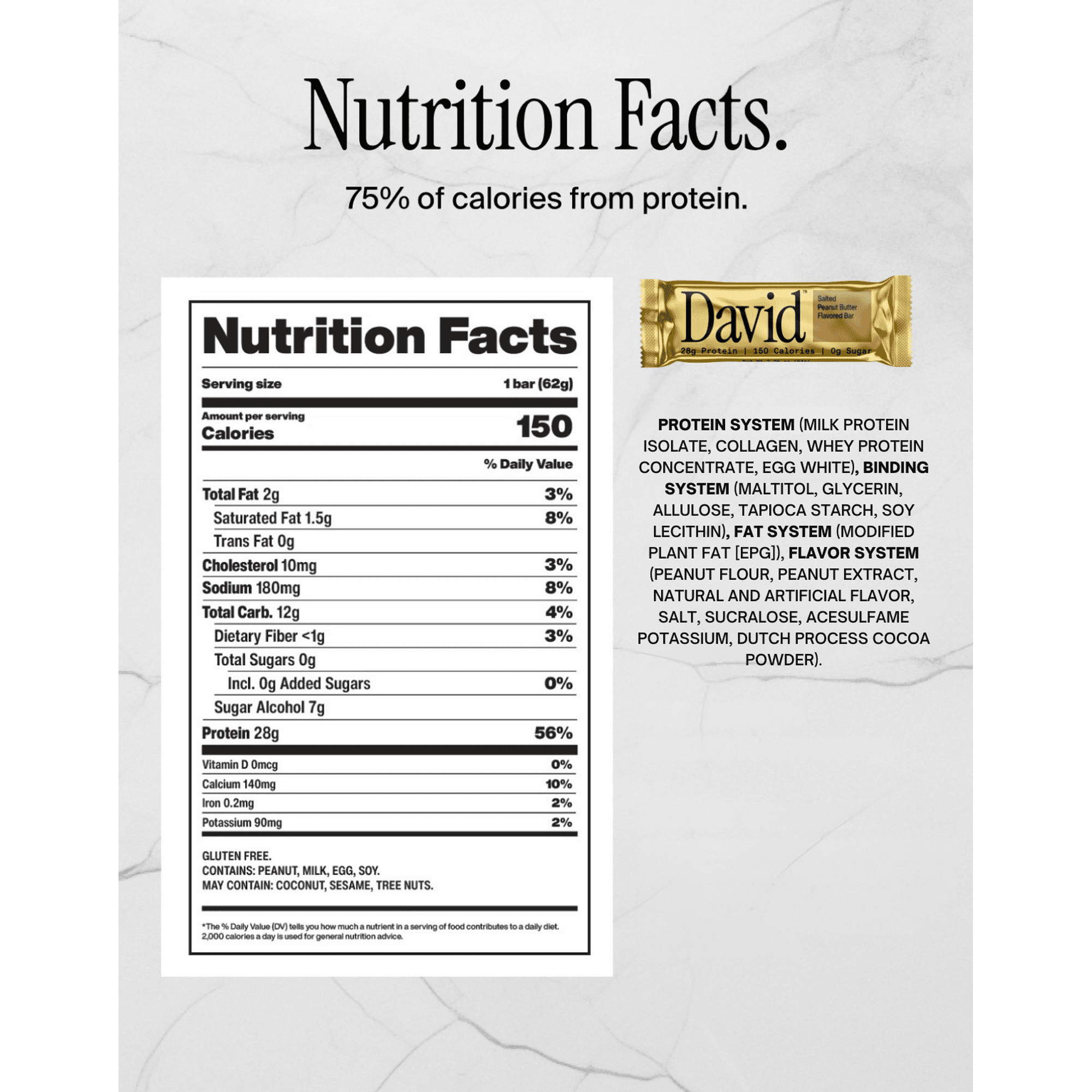 David Protein Bar Variety Pack Sampler, Protein Snacks with 28g of Protein (10 Pack)