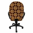 thumbnail image 3 of Geometric Office Chair Slipcover, Abstract Asymmetric Shapes Aboriginal Ornaments in Geometric Design, Protective Stretch Decorative Fabric Cover, Standard Size, Brown Orange and White, by Ambesonne, 3 of 5