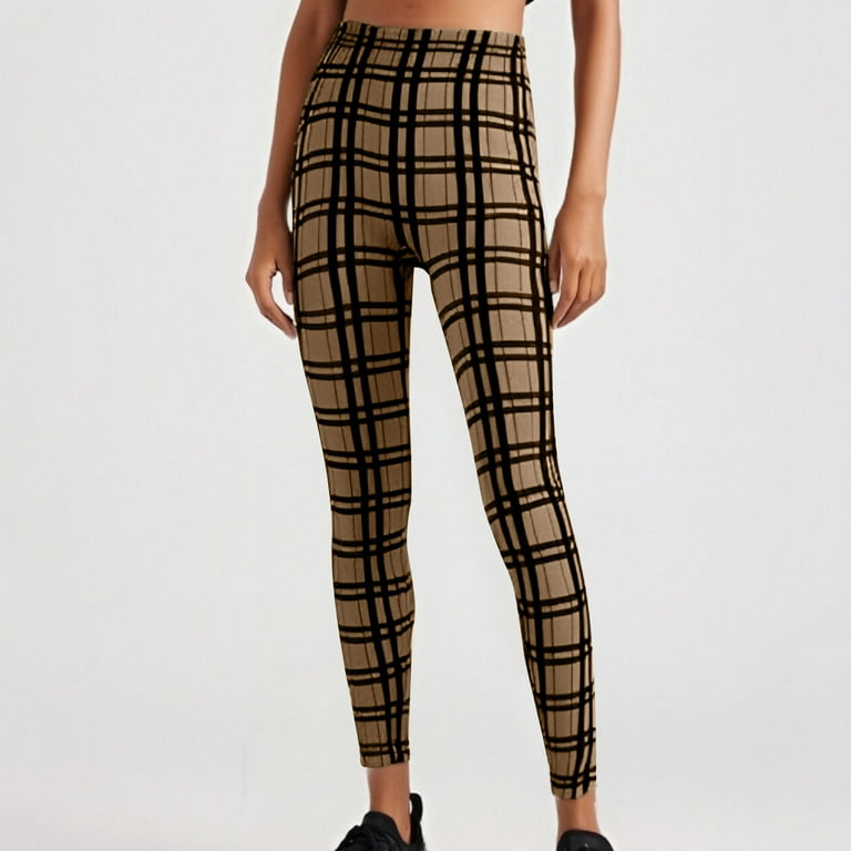 Jinhomg Womens Plaid Legging Buttery Soft Comfy High Waist Yoga