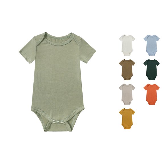 VOUZZA Toddler Girls Bodysuit Summer Casual Unisex Solid Color Long Sleeved Onesie Jumpsuits Soft Cotton Baby Clothes Rompers Packs