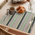 thumbnail image 3 of Green Yellow Striped Placemats Set of 4 Modern Stripes Art Farmhouse Place Mats Indoor Wipeable Table Mats Washable Cloth Dining Table Placemats for Kitchen Holiday Party Home Decor 13x19 Inch, 3 of 9