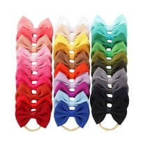 30 Pack Stretchy Nylon Headbands with Solid Knot Big Bow Nylon Hair Bands Baby Girls Oversized Hair Bows on Elastic Headbands Accessories for Baby Girls Infants Toddlers Kids Teens