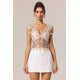 thumbnail image 1 of Vestido Bellabarnetten Siara con cuello en V, halter, flores y encaje, mini, 1 of 6