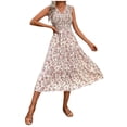 thumbnail image 1 of Vestido de Verano de las Mujeres Elegante Impreso sin Mangas Cuello en V Vestido Casual de Línea para Diario Y Fiestas, 1 of 6