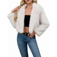 thumbnail image 3 of Women'S Winter Coats Fleece Cropped Jacket Faux Fur Long Sleeve Pockets Warm Outerwear Fall Clothes White S, 3 of 6