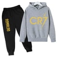 thumbnail image 3 of Conjunto de 2 piezas de sudadera y pantalones CR7 de ídolo de fútbol de primavera y otoño para niños, adecuado para deportes, ocio, moda, chándales para niños y niñas, 3 of 5