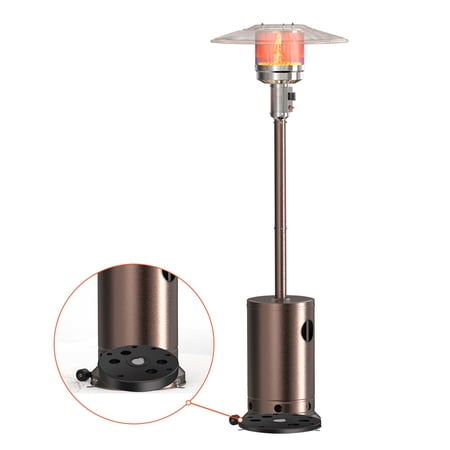 JOINSUN 48,000 BTU Propane Patio Heater, Comes with Double Heating Grid and Wheels, Sandbox，Stable Base for Outdoor, Brown