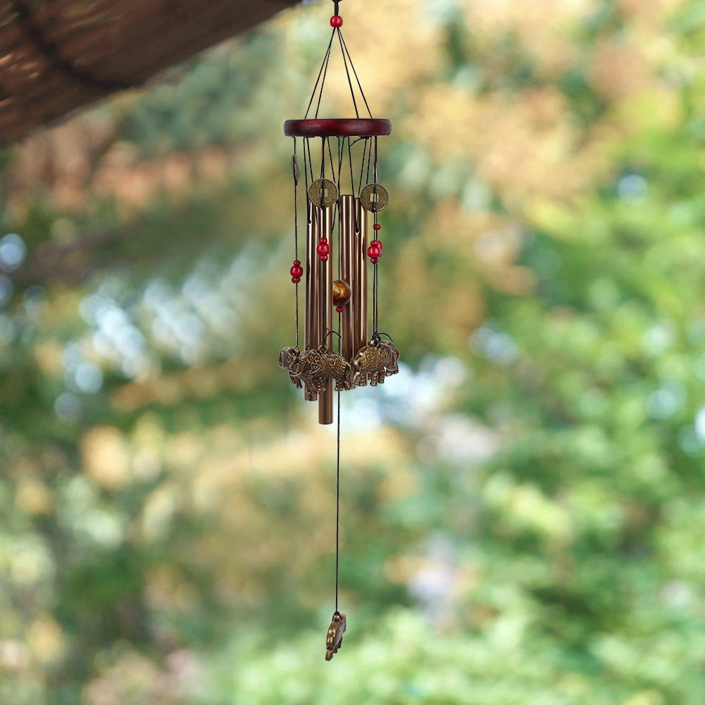 Tebru Wind Chime Ornament,Elephant Pattern Metal Wind Chime Craft