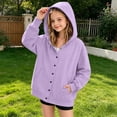 thumbnail image 2 of fatyb Hoodies for Boys Girls Long Sleeve Button down Sweatshirt Kids Plain Hooded Jacket with Pockets, 2 of 7