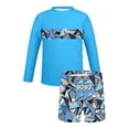 thumbnail image 4 of Bathing Suits for Teens Rash Guard Swimsuits Set for Boys Hawaiian Print Long Sleeve Swim Shirt with Swim Trunks Vacation Modest Two Piece Swim Set for 3-14Years, 4 of 7