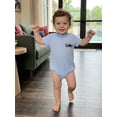 thumbnail image 5 of Cenuakty Baby Boy Romper, 0-18M Short Sleeve Crew Neck Stripes Embroidery Car Summer Bodysuit Clothes for 4th of July, 5 of 9