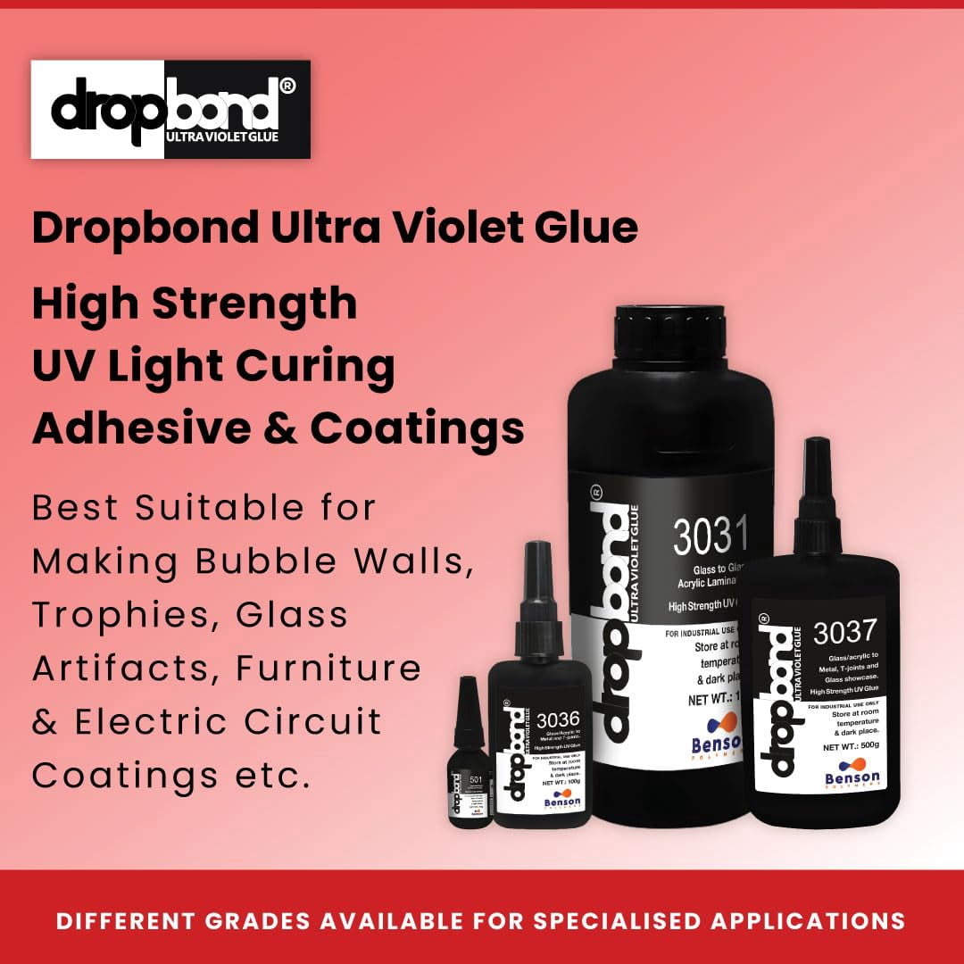 POLYFIX Drop Bond UV 3030 Ultra Violet Glue - Glass To Glass & Glass To Paper, Premium Adhesive For Transparent Bonding, Quick Curing For Seamless And Strong Connections