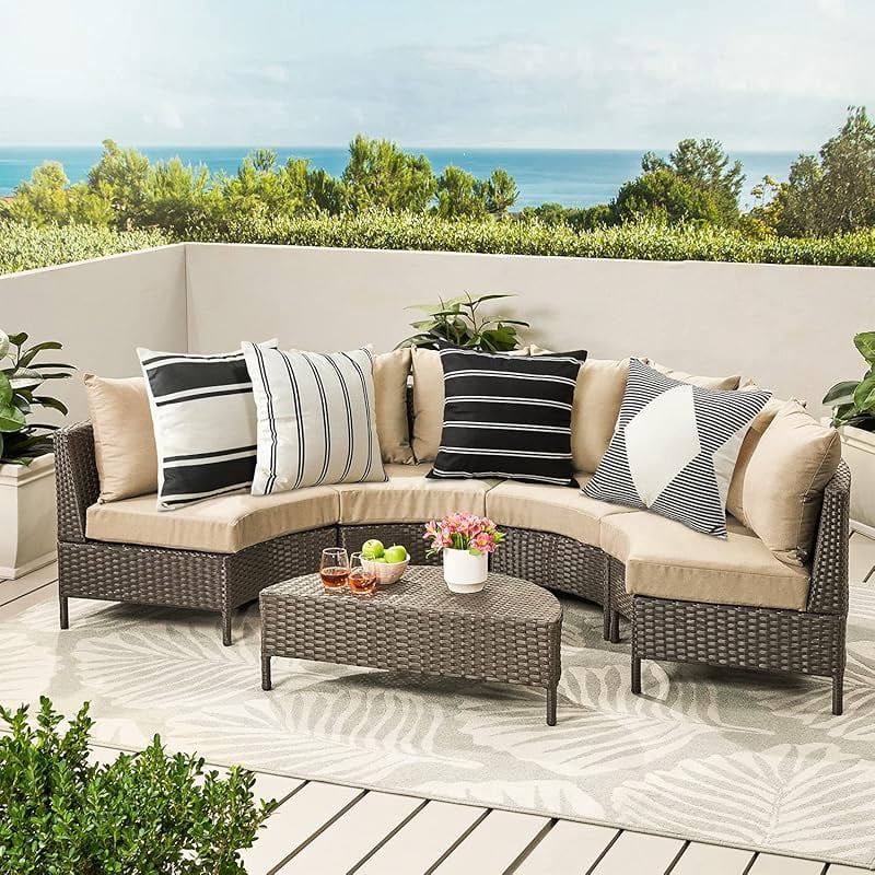 Pack of 4 Outdoor Throw Pillow Covers 18x18 Inch Waterproof Modern Geometry Decorative Square Garden Cushion Cases/Shell for Couch Patio Furniture Tent Balcony (Black)