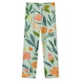 thumbnail image 4 of Pretty Pastel Floral Green Pattern Winter Female Pants Flannel High Waist Women Pants Lady Warm Straight Leg Plush Trousers, 4 of 7