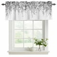 thumbnail image 2 of Grey Botanical Valances for Windows, Weeping Eucalyptus Leaves Watercolor Light Filtering Kitchen Curtains, Rod Pocket Window Valance Curtains for Living Room Bedroom, 60" W x 18" L, 2 Panels, 2 of 9