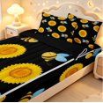 thumbnail image 3 of Erosebridal Cartoon Bug Bee Zipper Queen Comforter Set with Fitted Sheet and 2 Pillowcases,Black Blue,Black Reversible,4pcs, 3 of 8