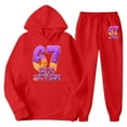 thumbnail image 4 of MEZZALL Kids Girls Long Sleeve Hooded Sweatshirt Tops And Pants Casual Outfit Soft 67 Printed Jogger Tracksuit Daily Cozy Children Fashion Clothes Sets, 4 of 4