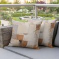 thumbnail image 3 of Outdoor Pillow Covers Brown Abstract Painting Art Waterproof Pillow Cases 16x16 Set of 2, Modern Geometric Throw Pillow Cover Pillowcase for Patio Balcony Couch Garden, 3 of 9