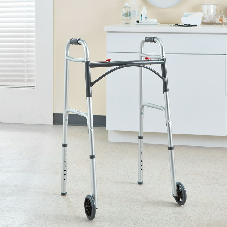 お値下げWILLAＲDSOＮ７８✕９４位のサイズ McKesson Folding Walker with Wheels - Adjustable Height, 350