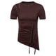 thumbnail image 2 of Blusas y camisas de manga corta y cuello redondo para hombre, blusas informales de verano de color liso con cuello redondo y mangas cortas irregulares, blusa de poliéster para hombre., 2 of 9