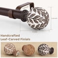 thumbnail image 5 of OLV Boho Curtain Rods 36-144" Heavy Duty with Wood Grain Leaf Finial,Walnut Wood-White, 5 of 9