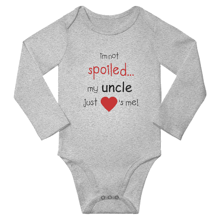 

Im Not Spoiled My Uncle Just Loves Me Cute Baby Long Sleeve Bodysuits Boy Girl Clothes (Gray 6M)