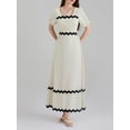 thumbnail image 3 of SUNSIOM Robe Longue d'Été pour Femmes, Col Carré, Manches Courtes Bouffantes, Fluide, Ligne A, 3 of 6