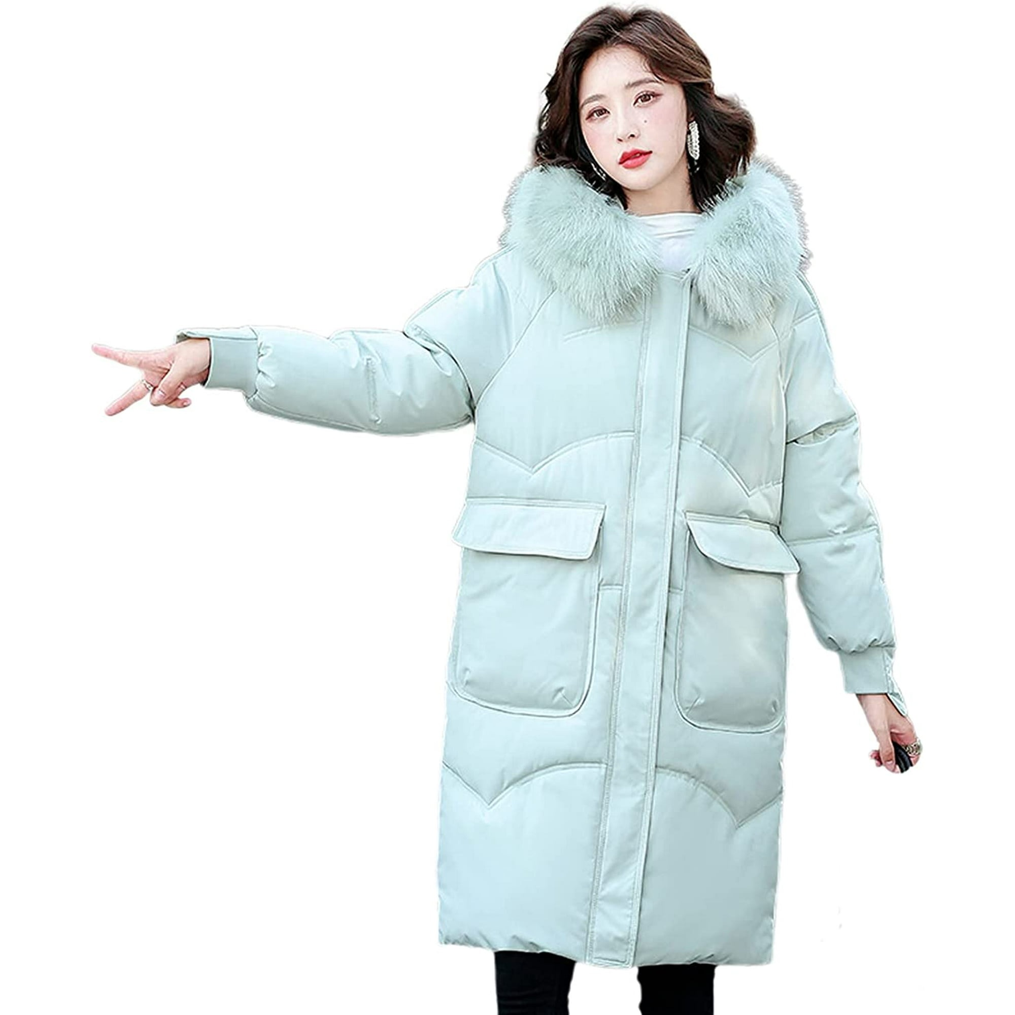 Women Down Jacket Parka Winter Coat Faux Fur Collar Hooded Warm Thickened  Long Puffer Bubble Padded Cold Outerwear | Walmart Canada