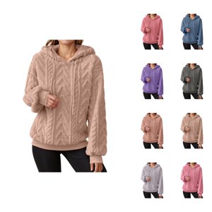 Chandails pour femmes 2025 manches longues Drop Epaule doublée Chandail à capuche Chandails à capuchon Femmes Pullover