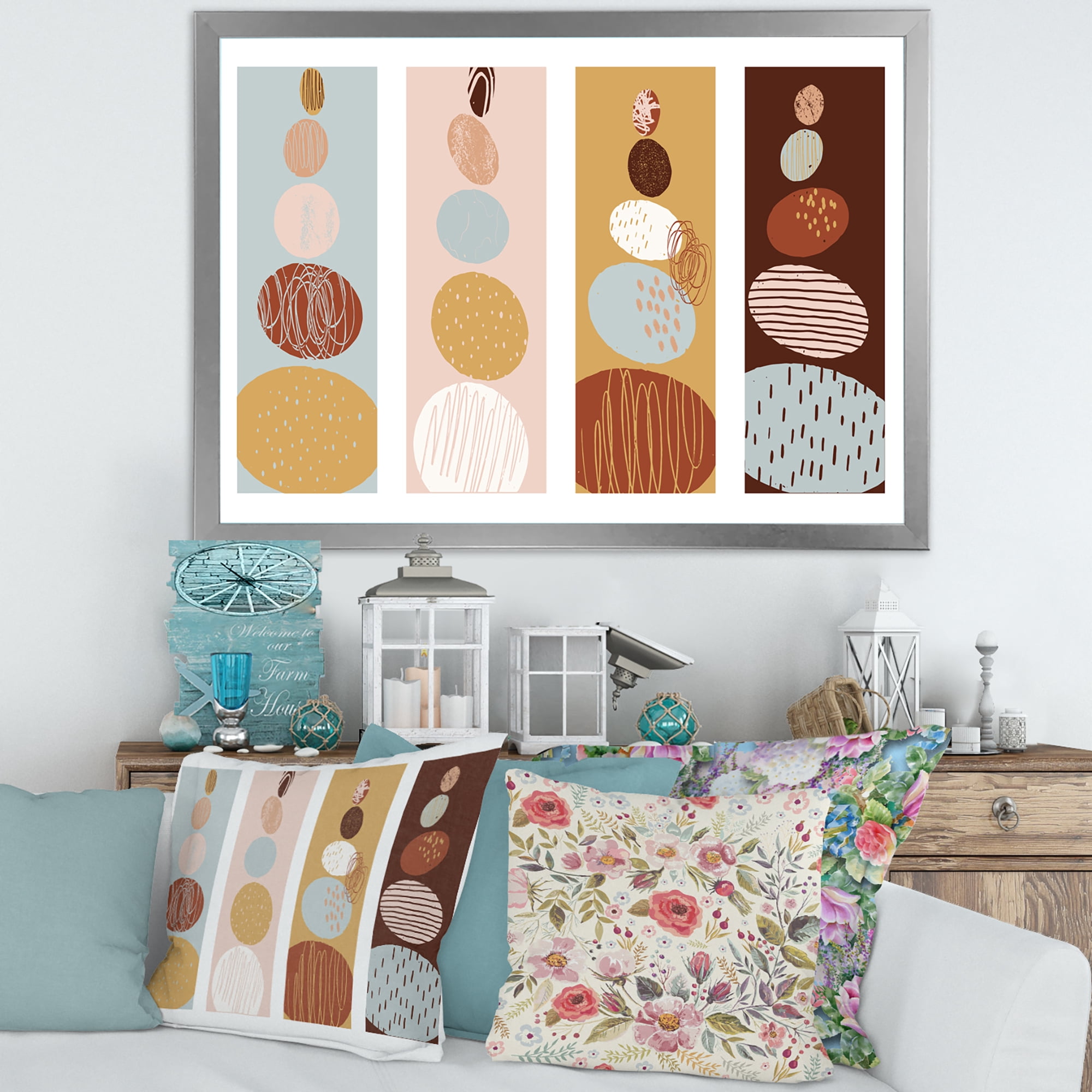 Designart 'Compostion Minimalistic of Organic Shaped Pebbles' Modern Framed Art Print