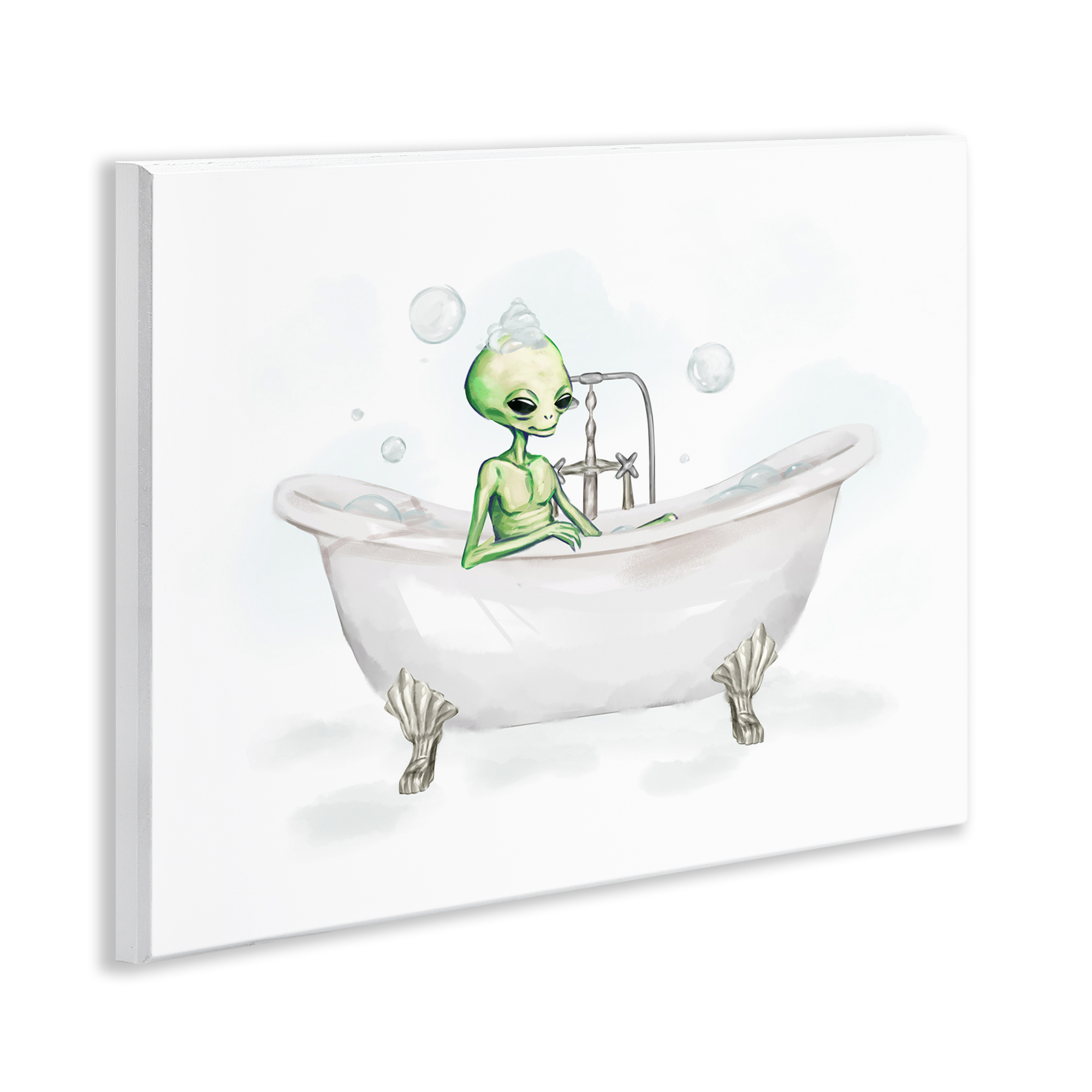 Stupell Industries Alien Bubble Bath Typography Painting Unframed Art Print Wall Art, 14 x 11