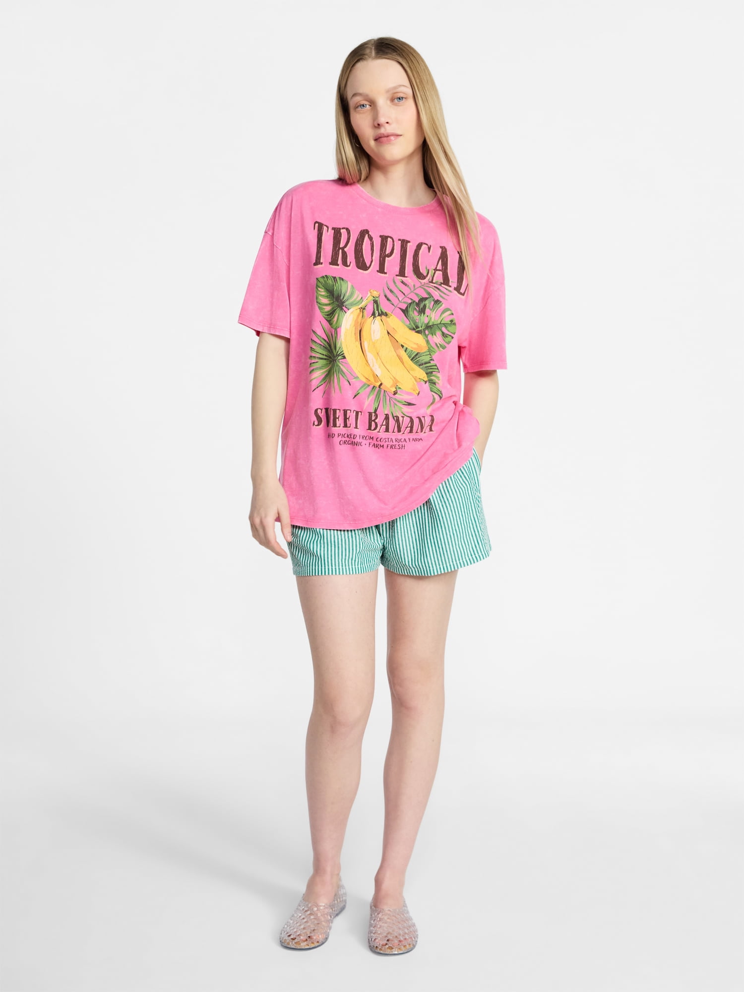 No Boundaries Graphic Oversized Boyfriend Tee, Women's XXS-XXL