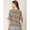 thumbnail image 2 of Moomaya WomenS Printed Round Neck Top, Tie-Up Cold Shoulder Top, 2 of 8