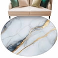 thumbnail image 2 of 7Ft Round Rug, Gray Marble Non-Skid Rubber Backing Large Area Rugs - Living Room Bedroom Home Office, Modern Ink Painting Art Abstract Indoor Floor Mat Carpets Washable Rug, 2 of 9