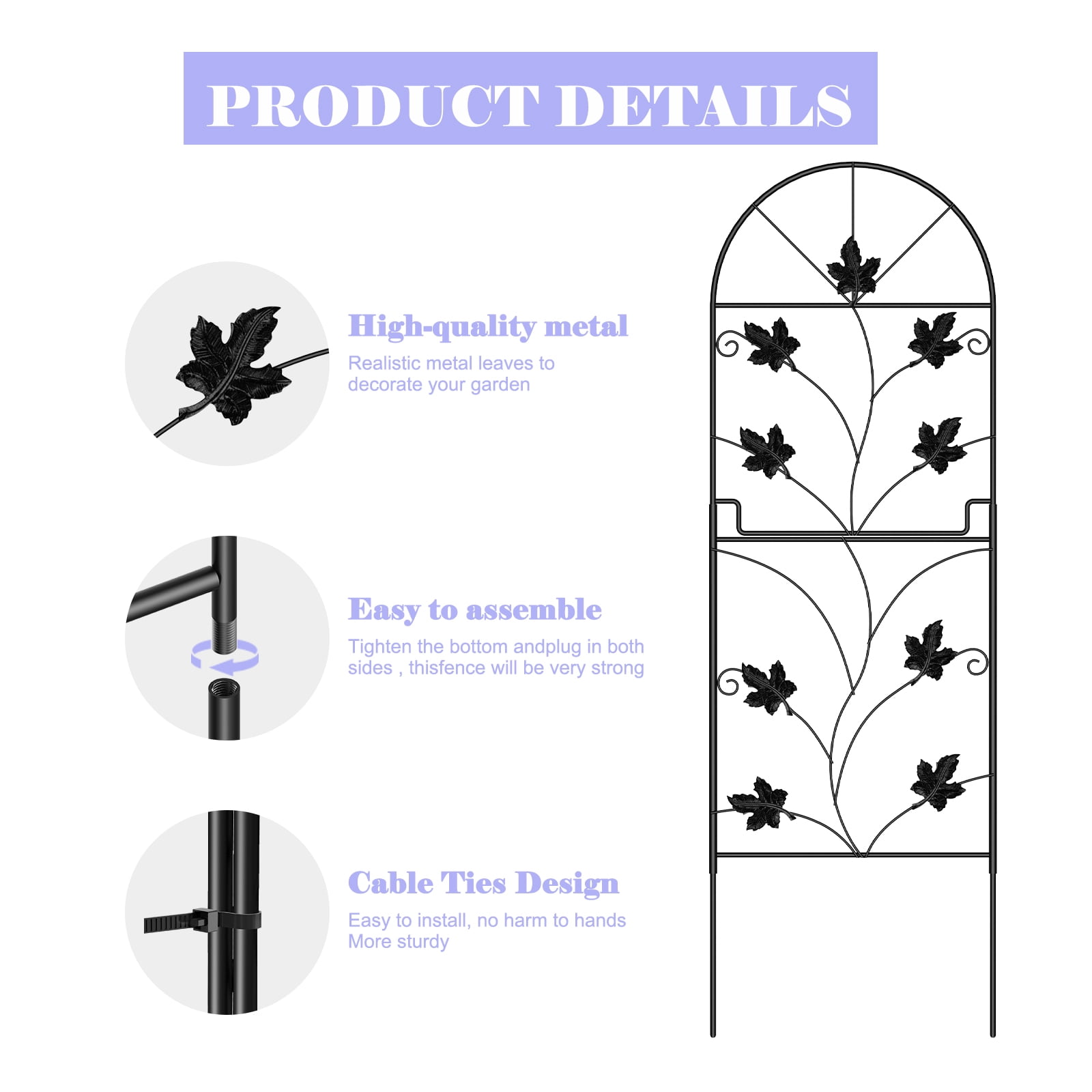 10PCS Decorative Garden Fence, 38.77" (H) x 10.5FT (L) Animal Barrier Fence Arched Extra High