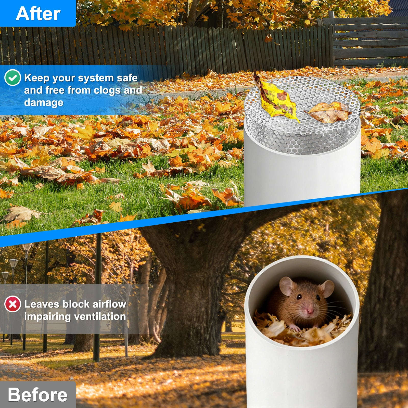 Uxcell 1-Pack Termination Mesh Screen Vent Covers, 7.1-6.1 Inch ID Stainless Steel Conical Exhaust Pipe Cover Strainer for Preventing Birds/Leaves from Entering