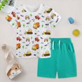 thumbnail image 2 of TOWED22 Toddler Boy Outfits Dinosaur Print Crewneck Short Sleeve Tee Top Casual Shorts 2 Pieces Summer Clothes(White,5-6 Y), 2 of 9