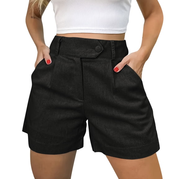 Shorts for Women Casual and Fashionable High Waist Wide Leg Solid Color Shorts