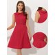 thumbnail image 2 of Vestidos de verano para mujer Vestido sin mangas de algodón con cuello plano de verano Rojo S, 2 of 6