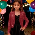 thumbnail image 3 of LYHao Girls Elegant Short Satin Jacket With Print Formal Party Wear Dressy Cardigan Outerwear Girls Jacket Coat,Sizes 13-14 Years, 3 of 7