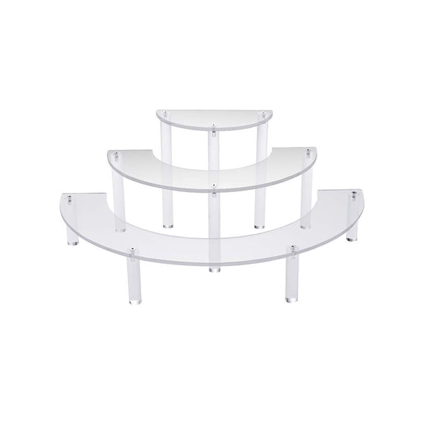 Ounissouiy Soporte acrílico para pastel transparente extraíble de 3 niveles, soporte semicircular para cosméticos, suministros de decoración para Almacenamiento y organización del hogar Ounissouiy HA075837-01
