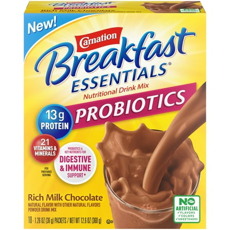 Carnation Breakfast Essentials Probiotics Powder Nutritional Breakfast Drink Mix, Rich...