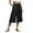 Black, variant on CAIVO Women Casual Cropped Wide Leg Pants Calf Length Summer Linen Blend Loose Fit Comfortable Elastic Waist Solid Color Trendy Trousers