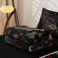 thumbnail image 5 of Homewish Vintage Floral Zipper Twin Comforter Sets with Fitted Sheet and 2 PillowcasesVintage Sunflower Branch Print Zipper Bedding Set,Black Reversible,4pcs, 5 of 7
