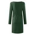 thumbnail image 6 of USSUMA Summer Dresses for Women 2025 Womens Dresses Long Sleeve V Neck Casual Solid Color Button Tie Loose Fit Maxi Dress Leisure Skirt Comfortable Dress Date Tax Free Weekend Green Dress Size-XXL, 6 of 6