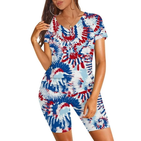

Women Pajamas Cute Print Short Sleeve Shirt Elastic Shorts Pant PJ Set Sleepwear Loungewear Nightgown for Summer
