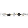 thumbnail image 2 of Gem Stone King 925 Silver and 10K Yellow Gold White Moissanite and Black Onyx and Lab Grown Diamond Tennis Bracelet for Women By Keren Hanan (1.50 cttw, Adjustable up To 9 inch), 2 of 3